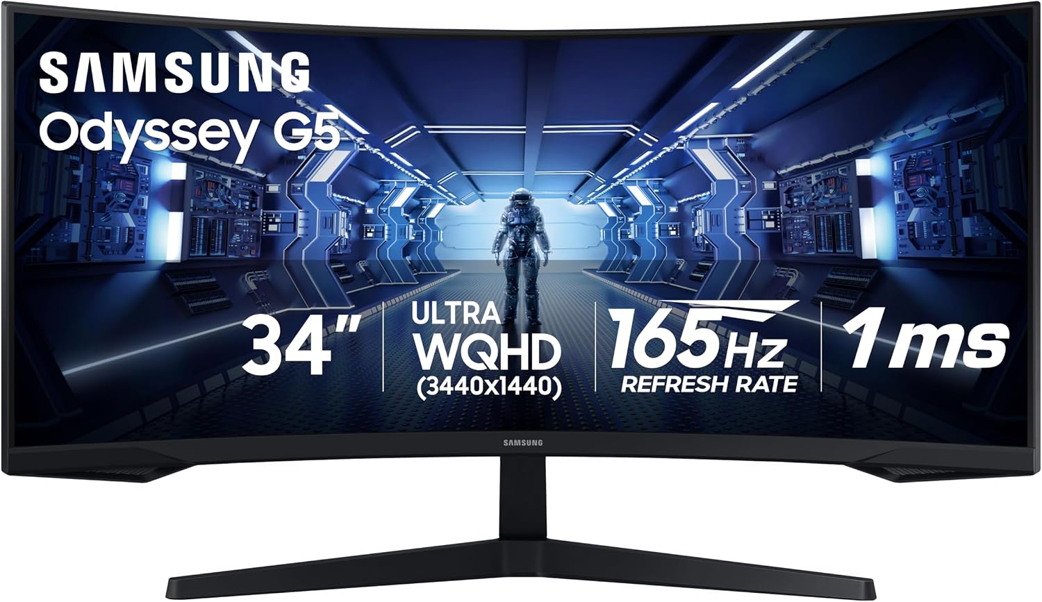 Samsung 34' Odyssey G5 Ultra-Wide Gaming Monitor with 1000R Curved Screen - View 1 of 6