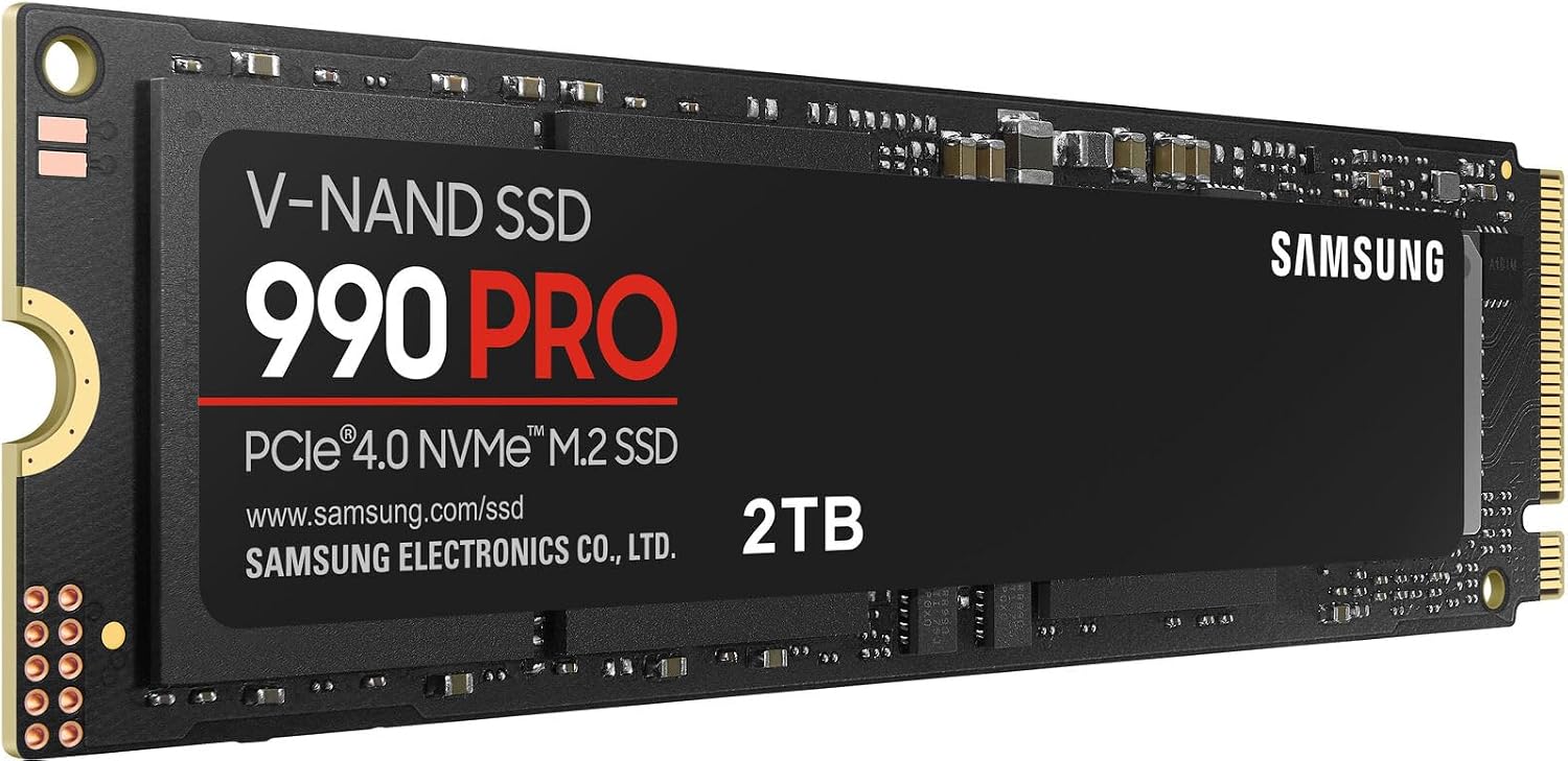Samsung SSD 990 PRO 2TB, PCIe 4.0 M.2 2280, Up to 7,450 MB/s