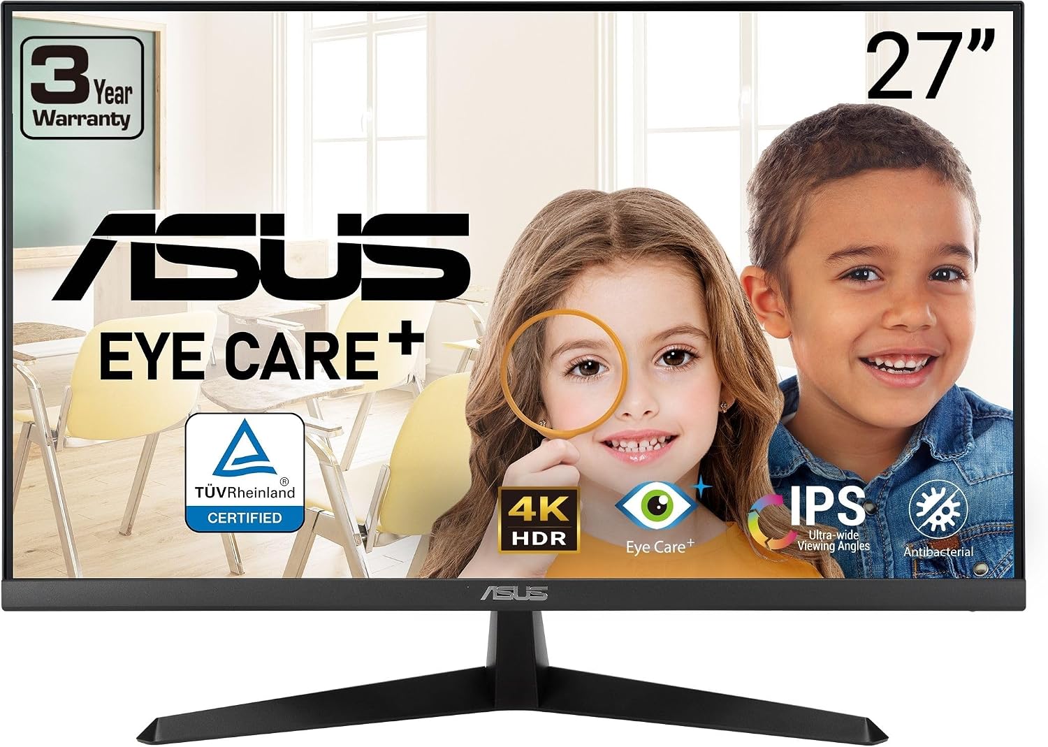 ASUS VY27UQ 27 Inch 4K UHD IPS Computer Monitor, HDMI, DisplayPort, Speaker