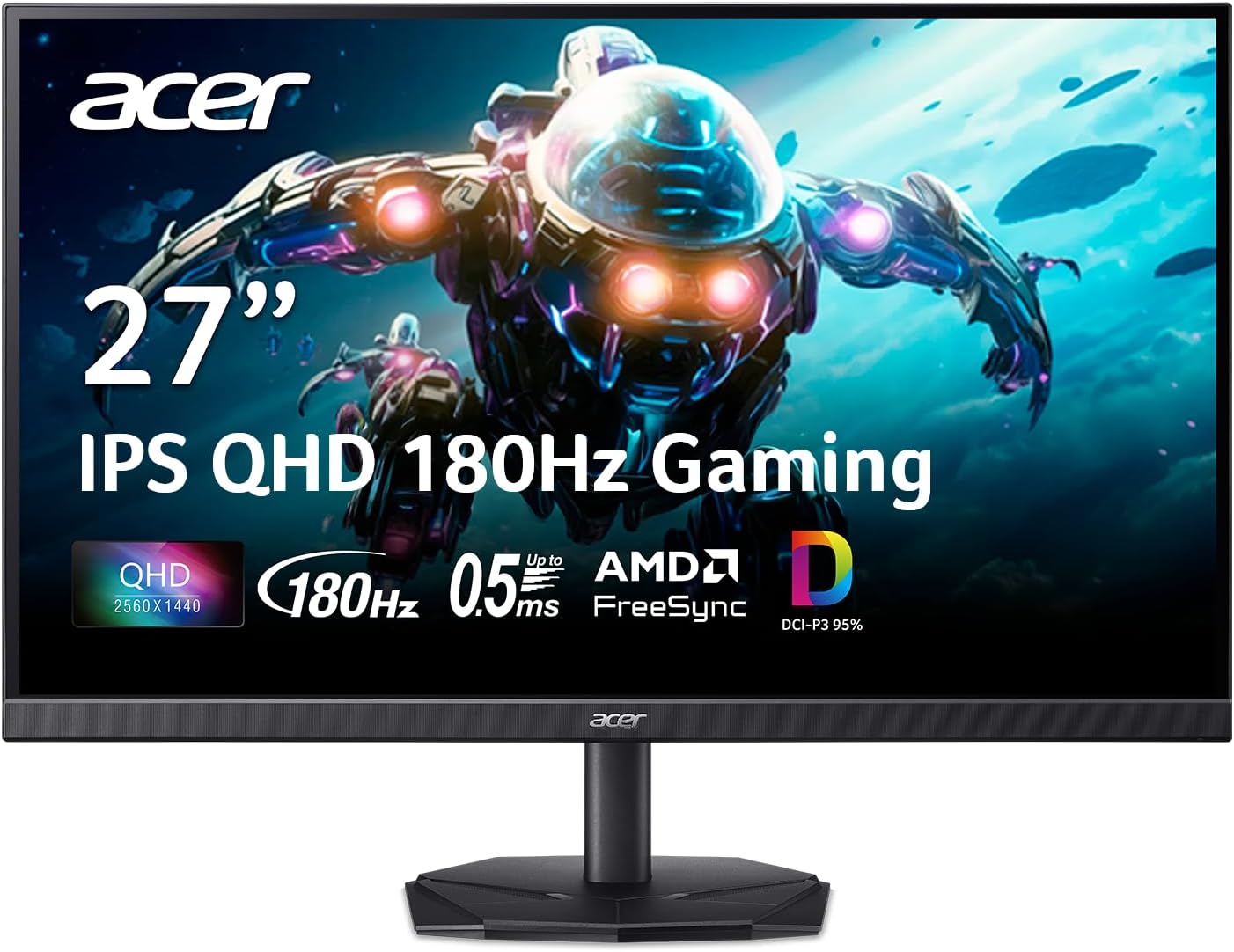 Acer Nitro 27in QHD 2560x1440 IPS 180Hz Gaming Monitor KG271U N3bmiipx