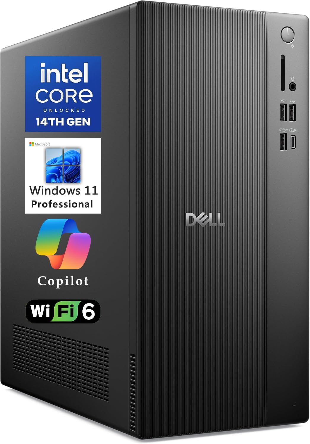 Dell Tower Desktop ECT1250, Intel i3-14100, 8GB DDR5 512GB SSD, Win 11 Pro