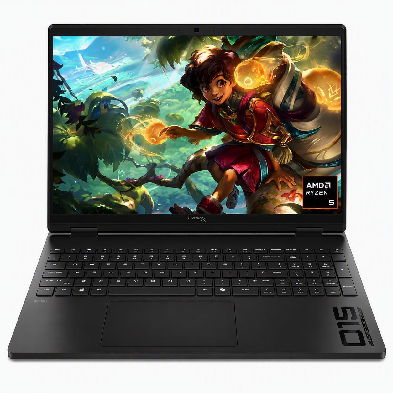 HP HyperX OMEN 15 inch Gaming Laptop, 2K 165Hz Display, AMD Ryzen 5 240, 16 GB RAM, 512 GB SSD, NVIDIA GeForce RTX 5050 GPU (8 GB Dedicated), Windows 11 Home, Shadow Black, 15-gb0099nr