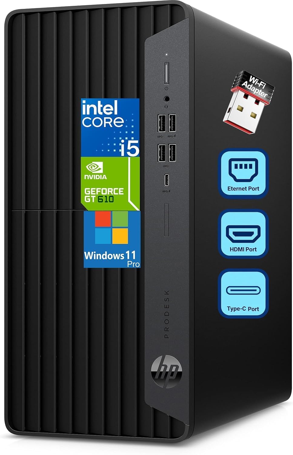 HP ProDesk 600 Desktop Computer, Intel Core i5, 16GB DDR4 RAM, 256GB SSD - View 1 of 6