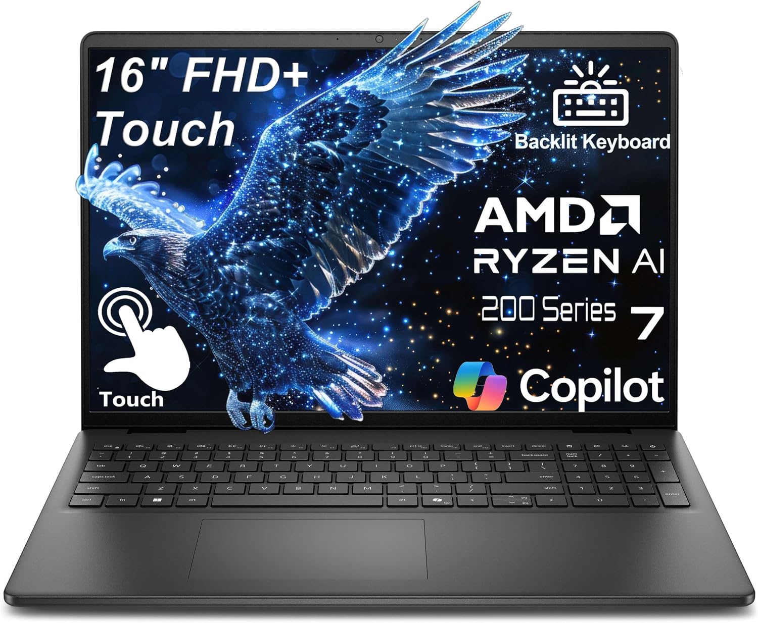Dell 16" Touchscreen Laptop 2026, AMD Ryzen 7 170, 16GB DDR5, 256GB SSD