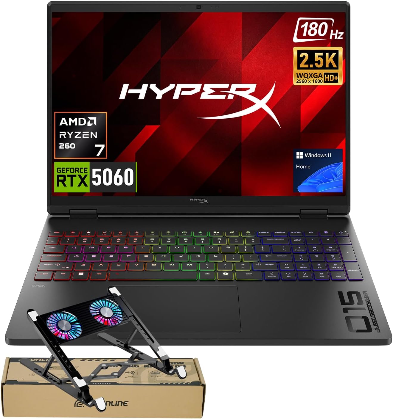 HP HyperX Omen 15 5060 AMD Ryzen 7 260 Gaming Laptop, 32GB DDR5 + 1TB SSD - View 1 of 6