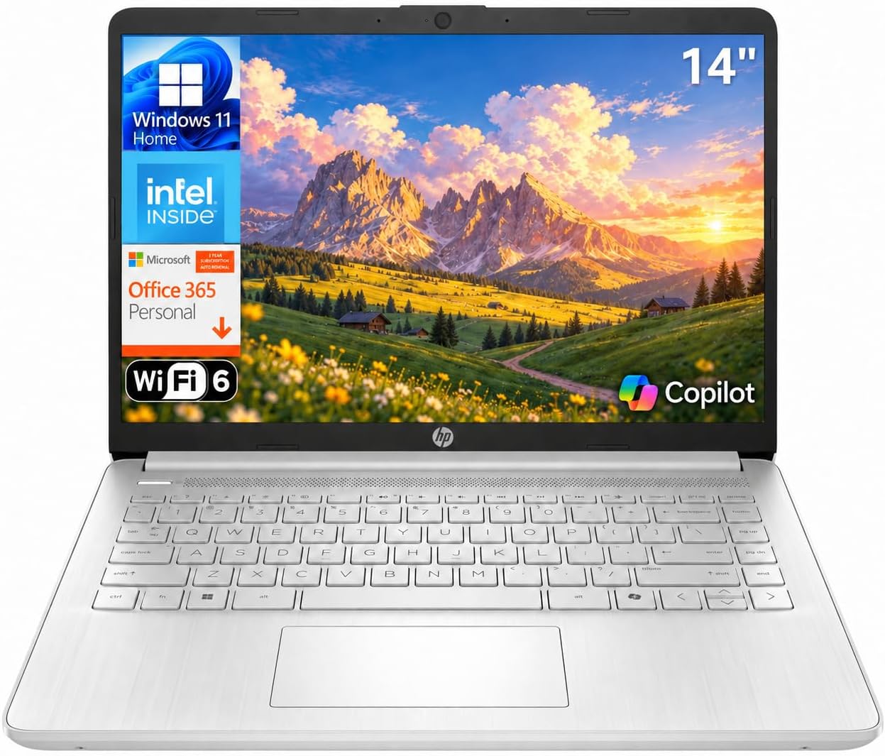 HP 14" Laptop, Intel N150, Office 365, 1TB Cloud Storage, Copilot AI - View 1 of 6