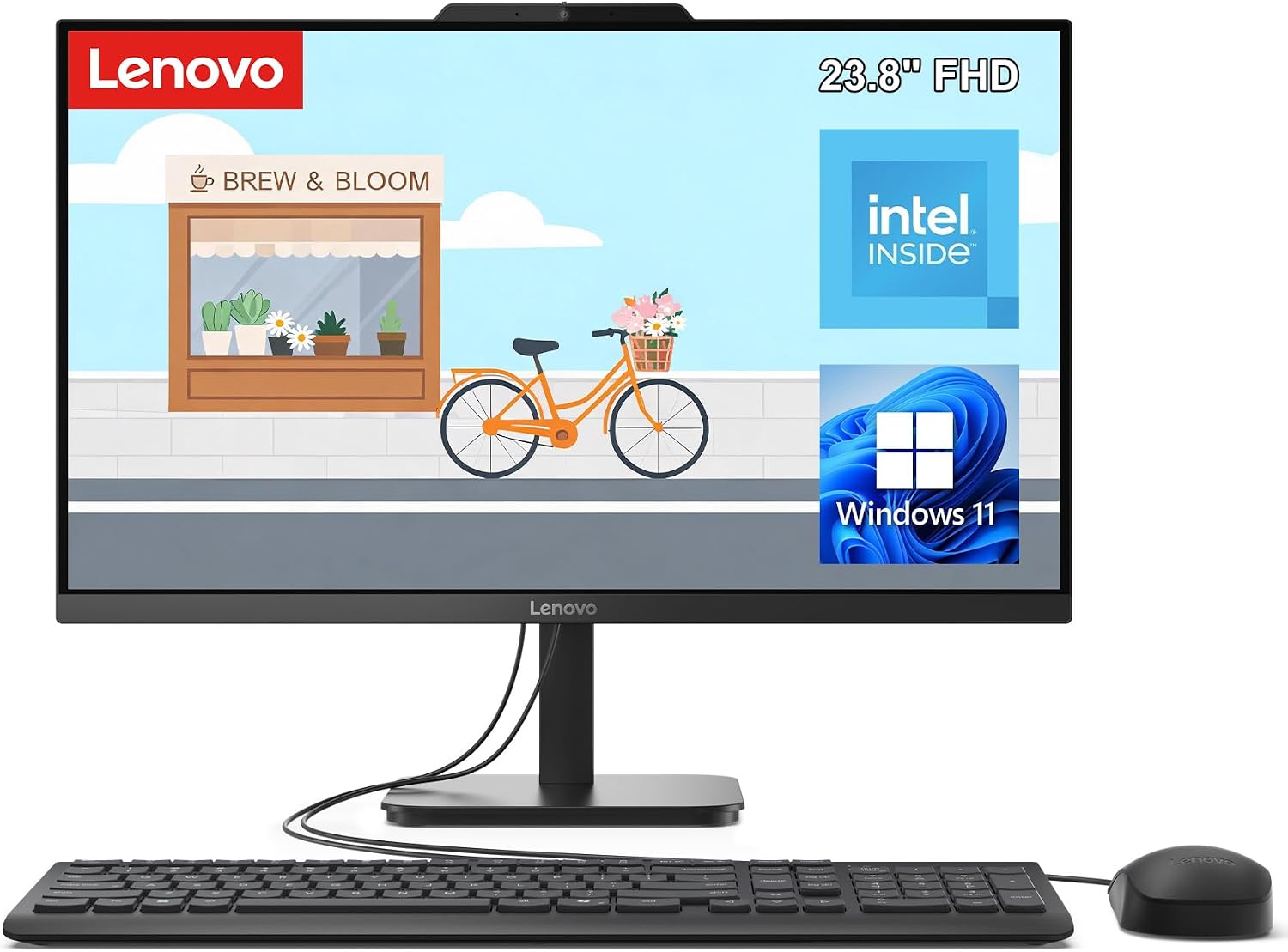 Lenovo IdeaCentre 24" FHD All-in-One Desktop Computer, Intel N100 Processor
