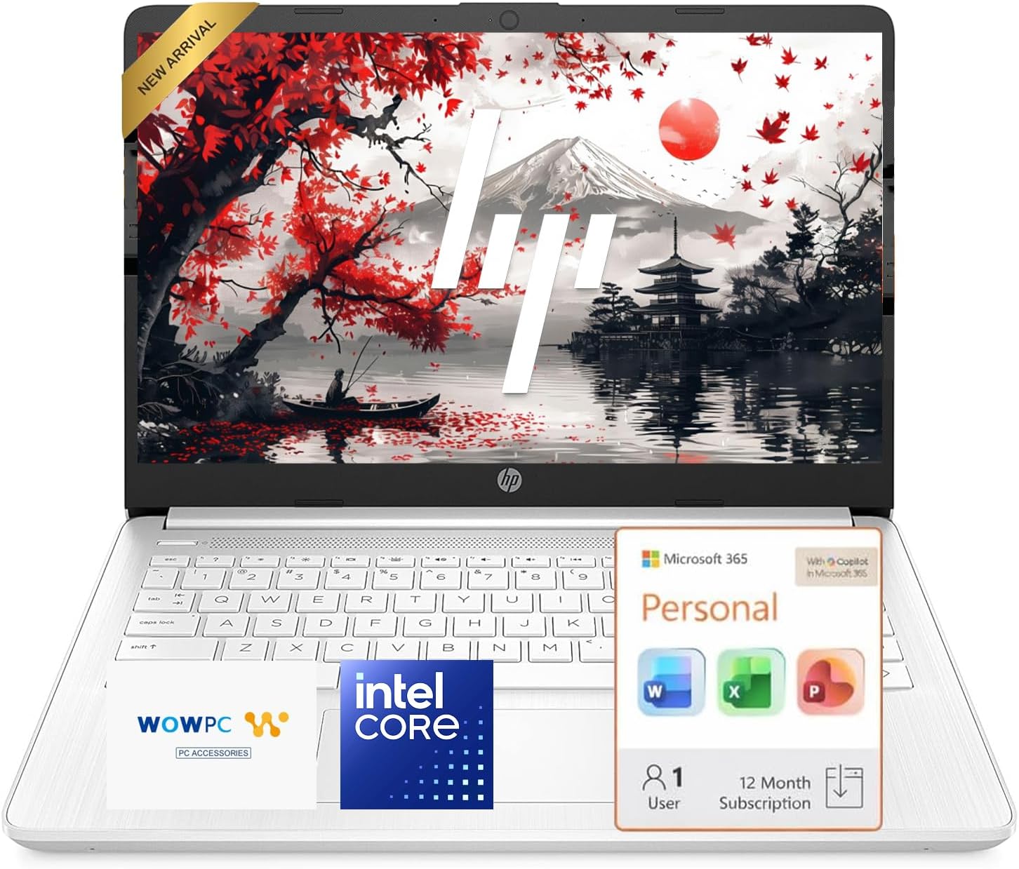 HP 14 Inch Laptop, 2027 Edition, Intel N150 CPU, 4GB DDR5 RAM, 128GB SSD, 1TB Cloud Storage, Windows 11 with Microsoft 365 - View 1 of 6