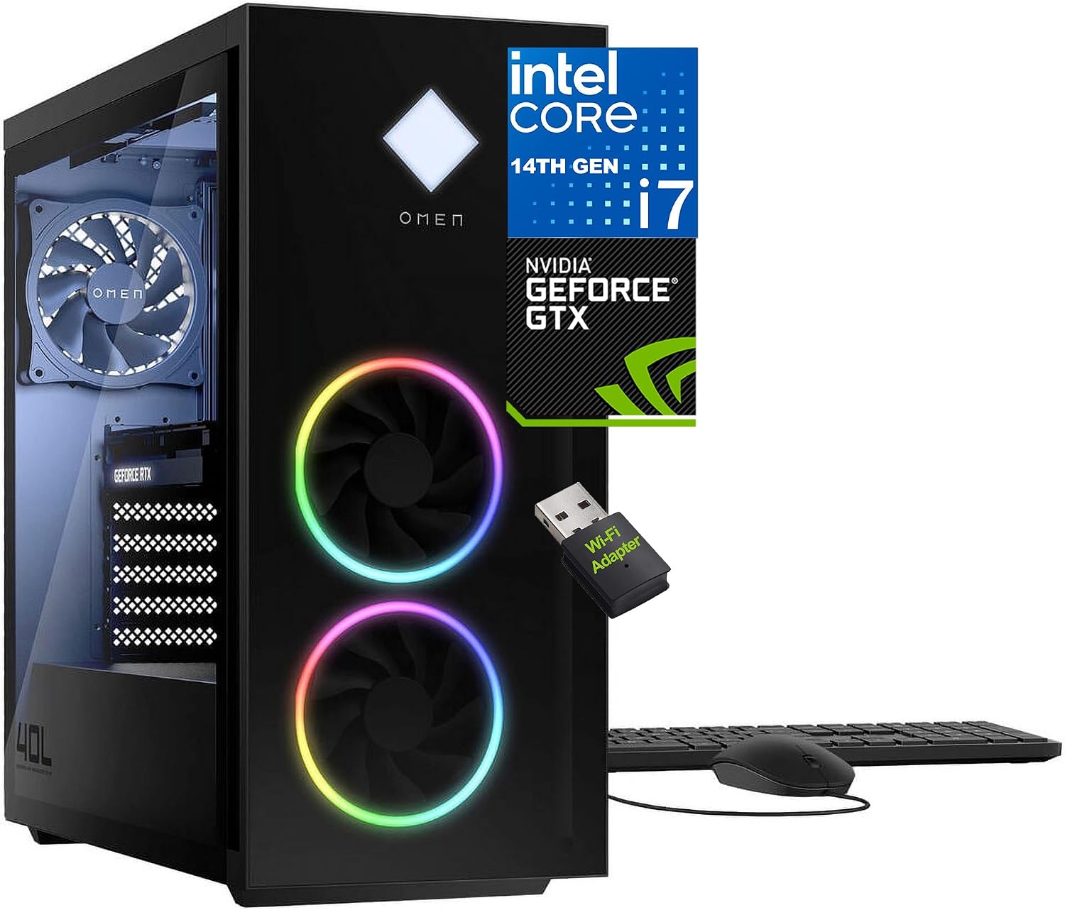 HP OMEN 40L Gaming Desktop 2026, Intel 20-Core i7-14700F, 512GB PCIE SSD - View 1 of 6