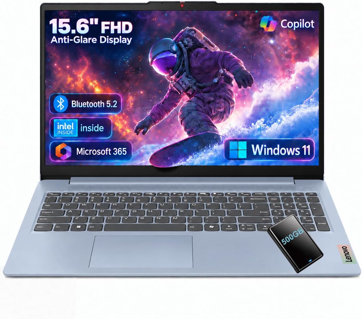 Lenovo Business 15.6" FHD Laptop, Intel Processor, 8GB DDR5, 128GB Storage - View 1 of 6