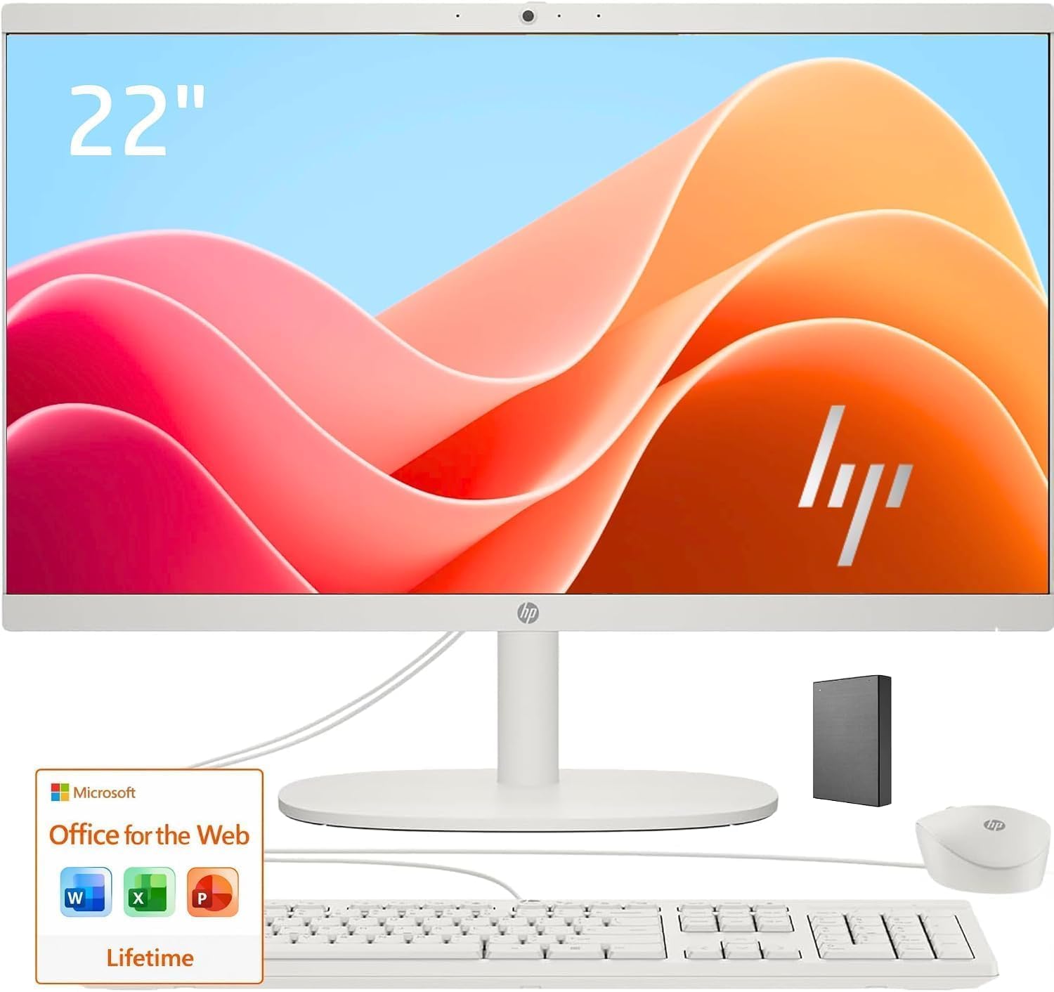 HP 22" FHD All-in-One Desktop Computer • 16GB DDR5 RAM • 512GB External and 128GB UFS Storage | The New Version for Everyday Efficency • Lat