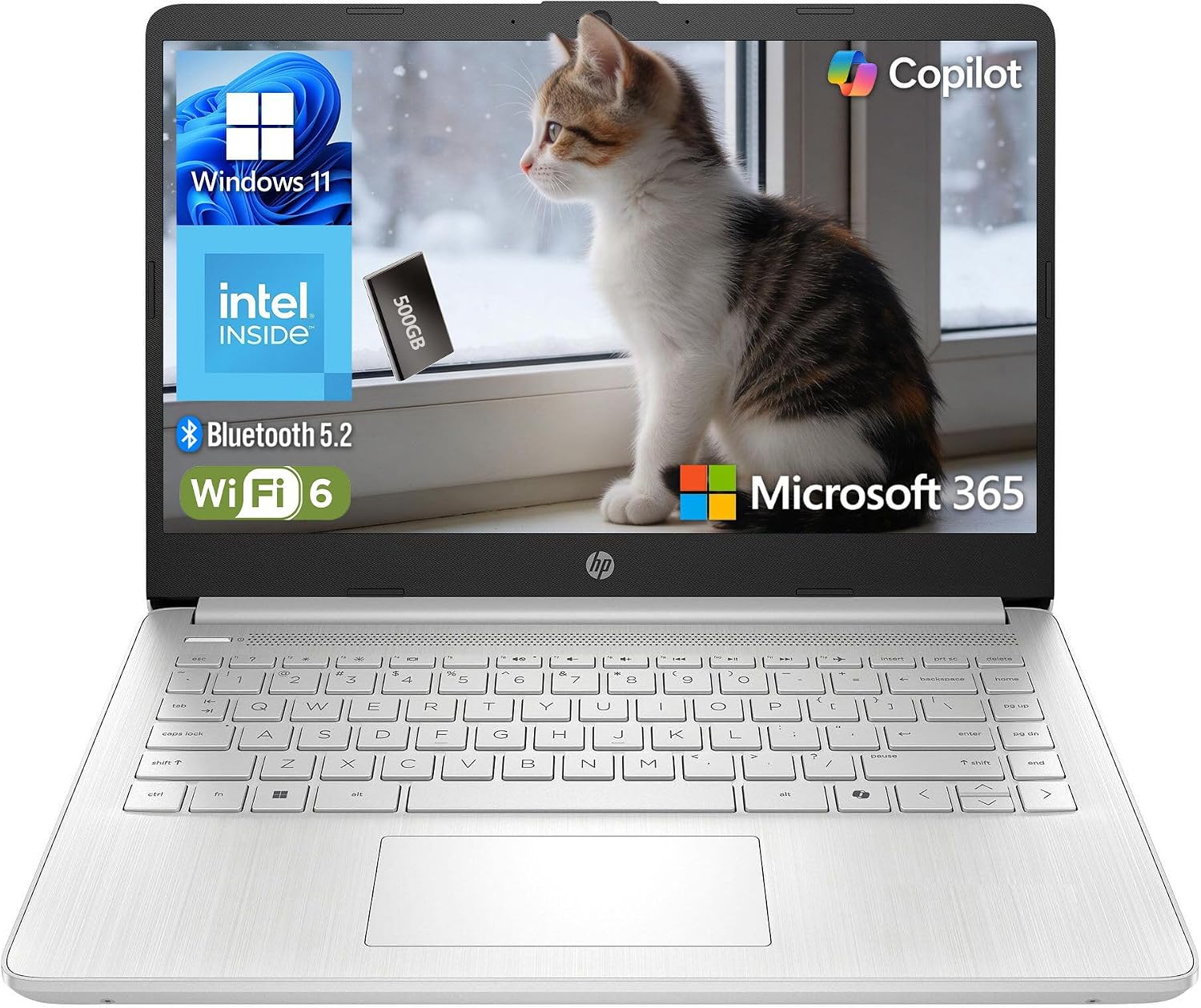 HP Essential Laptop 2026, Intel CPU, 128GB Storage, Office 365, Copilot AI