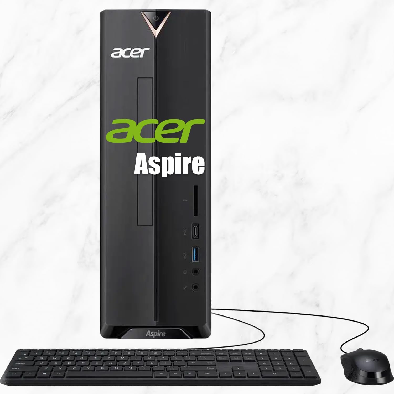 Acer Aspire SFF 8L Desktop Computer | Intel Multi-Core CPU | 16GB RAM, 512GB PCIe SSD | Office 365 for The Web | RJ45, WiFi 6E | HDMI + VGA, Intel UHD Graphic | Windows 11, Wired Keyboard & Mouse - View 1 of 6