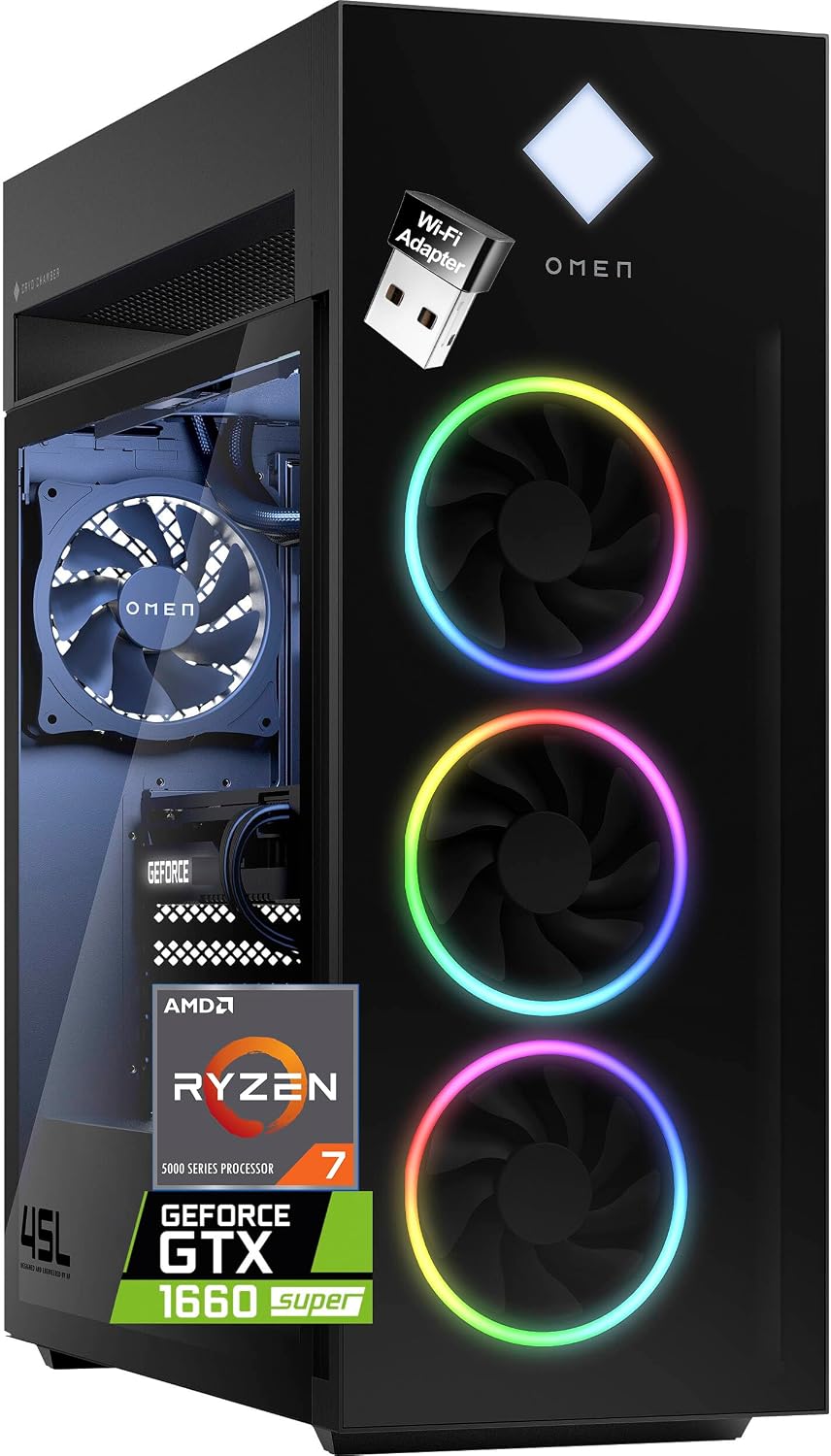 HP OMEN 45L Gaming Desktop, Ryzen 7, 32GB RAM, 1TB SSD, GTX 1660 Super