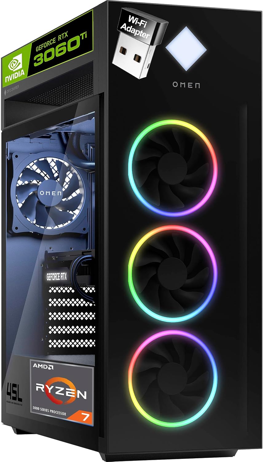 HP OMEN 45L Gaming PC, 32GB RAM, 1TB SSD, Liquid Cooled, RTX 3060 Ti 8GB