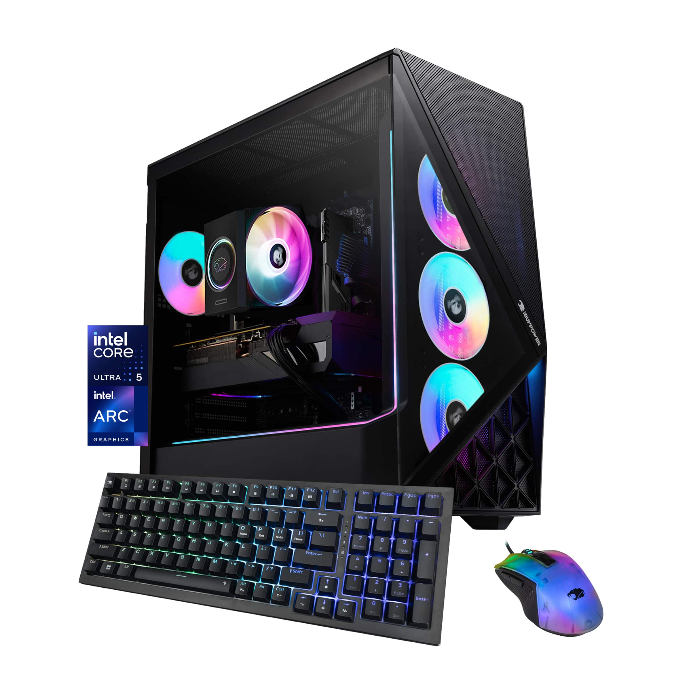 iBUYPOWER Slate Gaming Desktop PC: Intel Ultra 5 225F, Intel Arc B570 (10GB), 16GB DDR5 RGB, 1TB NVMe SSD