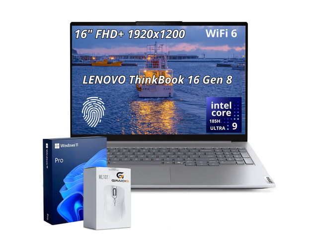 Lenovo ThinkBook 16 Gen 8 Business Laptop, 16" FHD+ Screen, Intel Core Ultra 9 185H, 32GB DDR5 RAM, 1TB SSD, Wi-Fi 6, Windows 11 Pro, Wirele