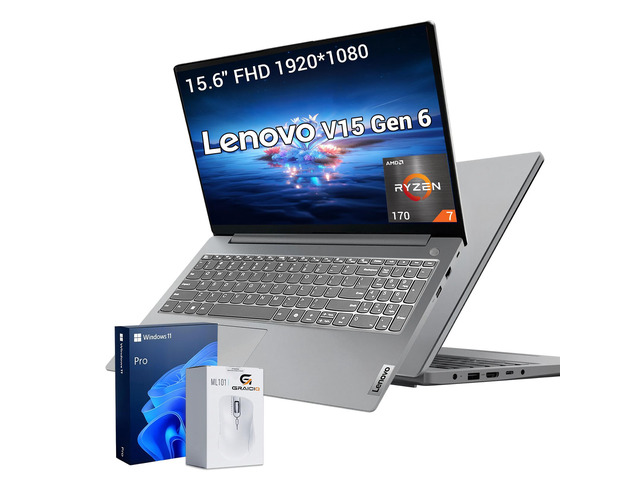 Lenovo V-Series V15 Gen 6 Business Laptop, 15.6" FHD, AMD Ryzen 7 170, 32GB DDR5 RAM, 1TB SSD, Wi-Fi 6, Windows 11 Pro, w/PCO Bundle Wireles