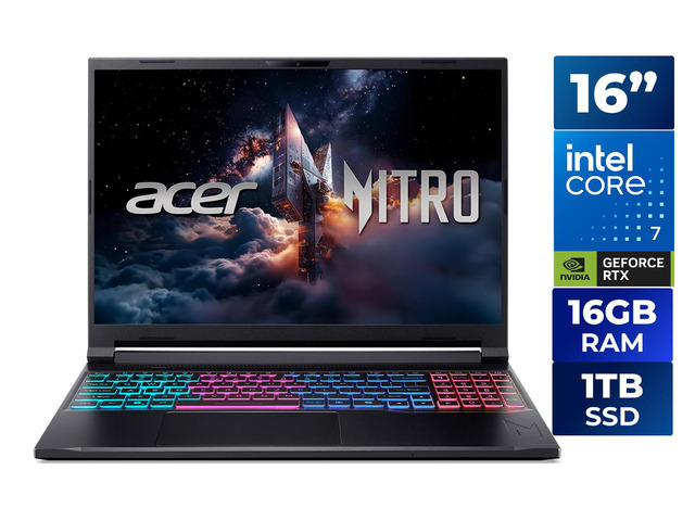 Acer Nitro V 16S ANV16S-71-72KE, 16.0" WQXGA IPS 180Hz Display, Intel Core 7 processor 240H, NVIDIA GeForce RTX 5070 Laptop GPU, 16GB DDR5,