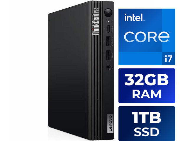 Lenovo ThinkCentre M70q Gen 5 12TD001SUS Desktop Computer - Intel Core i7 14th Gen i7-14700T ,vPro Technology ,DDR5 Memory ,32 GB ,1 TB SSD