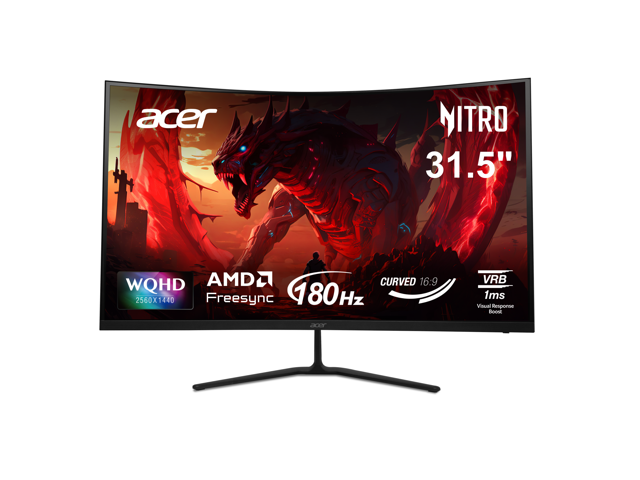 Acer Nitro 32 inch (31.5" viewable) WQHD 2K 1440P 180hz with AMD FreeSync 1ms 1000R Curved Gaming Computer Monitor ED323QU P1bmiipx