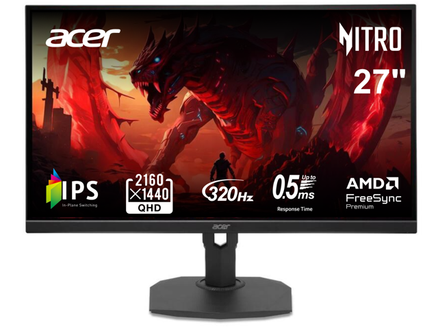 Acer Nitro 27 inch WQHD 2K 1440P 320HZ IPS with AMD FreeSync Premium 0.5ms, sRGB 99% Gaming Computer Monitor XF273U F3bmiiprx