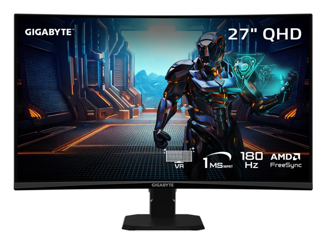 GIGABYTE 27 inch QHD 2K 1440P 180Hz Curved Gaming Computer Monitor 122% sRGB GS27QCA