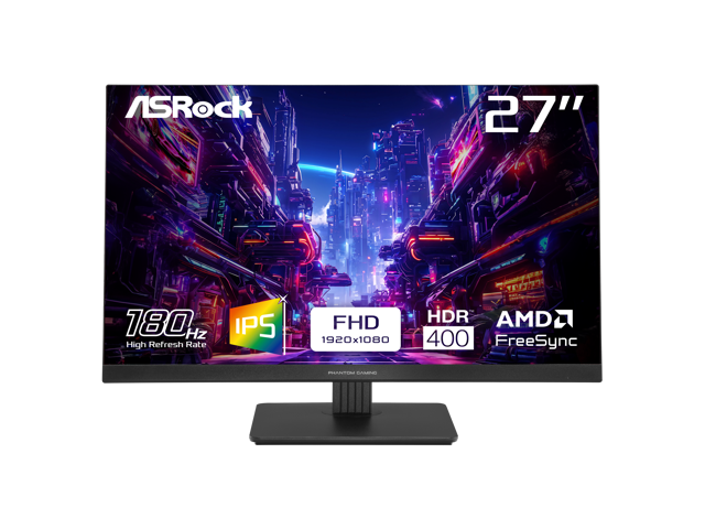 ASRock Phantom Gaming 27" Full HD 180Hz IPS with AMD FreeSync 1ms HDR400 Gaming Computer Monitor PG27FFT1B