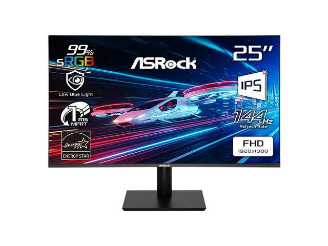 ASRock 24 inch (24.5" viewable) Full HD 144Hz IPS with AMD FreeSync Gaming Computer Monitor with VGA port CL25FFBE - View 1 of 3
